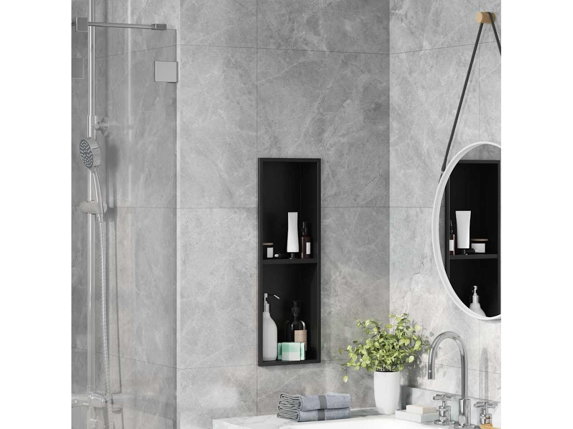 Vidaxl Nichos De Chuveiro Preto 60 X 20 X 9,5 Cm Aço Inoxidável