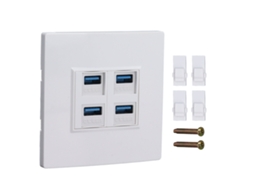 Aetheria placa de Parede Ethernet com 4 Portas Usb3.0 5gbps Duplex 86x86mm Painel de Parede