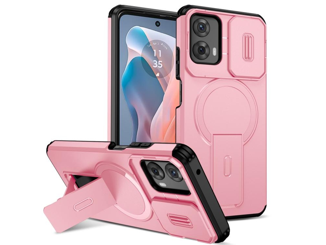 Capa Para Telemóvel Zruxe Compativel Com Motorola Moto G 5g / G Play 5g 2024 (suporte Magsafe - Proteção Deslizante - Rosa)