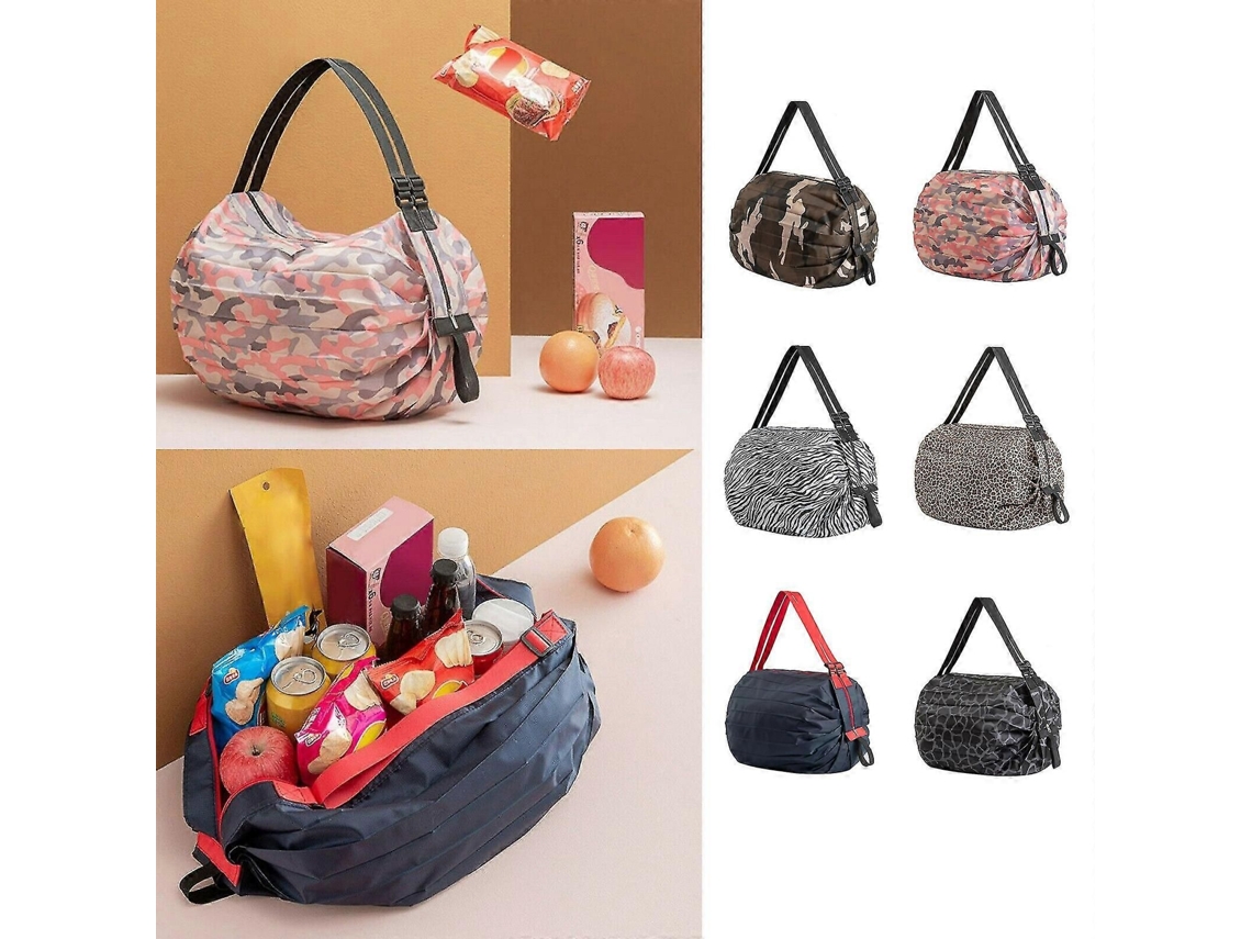 Sacola de Compras Grande, Dobrável, com Espaço para Armazenamento, para Usar no Ombro Ou como Bolsa de Mão Ecológica e Reutilizável. GOKOCO