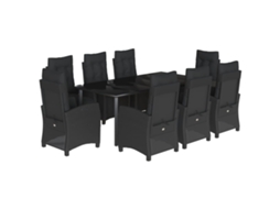 Garden Dining Set, Garden Dining Sets Vidaxl Preto Rattan / Vime (mesa Com 200 Cm De Comprimento)
