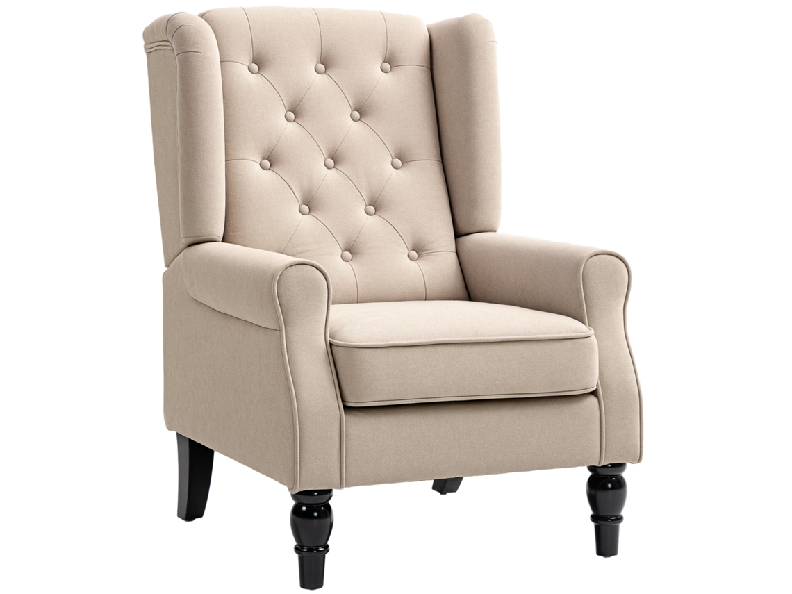 Poltrona Elegante com Encosto Alto ZACHARY, estofada, bege