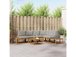 Vidaxl 7 Unid. Conjunto De Sofás Para Exterior Cinza Natural E Claro