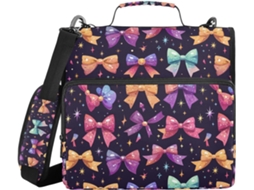 Organizador de massas com glitter, design animado de estrelas e laços, grande e com zíper, capacidade de 3,8 cm (1,5 pol.).