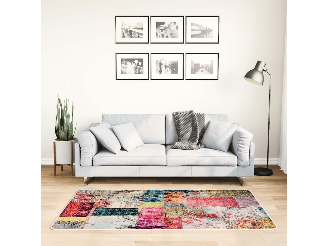 Vidaxl Tapete Lavável 80x150 Cm Patchwork Multicor
