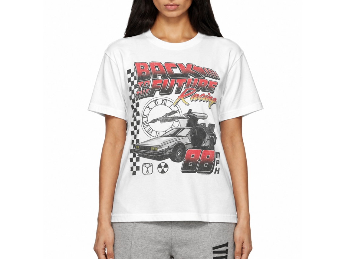Rockinstone Back To The Future Bttf Racing White T-shirt Size:xxl