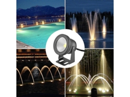 Rebe luz Led Submersível Ip65 10w 900 1000lm 12v para Piscina Fonte Lago Aquário Ângulo Ajustável 180° Luz Negra e Quente