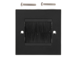Placa de Parede com Escova para Cabos, Porta Tomada, Painel de Montagem Prevenção de Poeira Preto