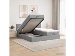 Vidaxl Cama Ottoman Com Colchão 2 Unid. Cinzento-claro Tecido