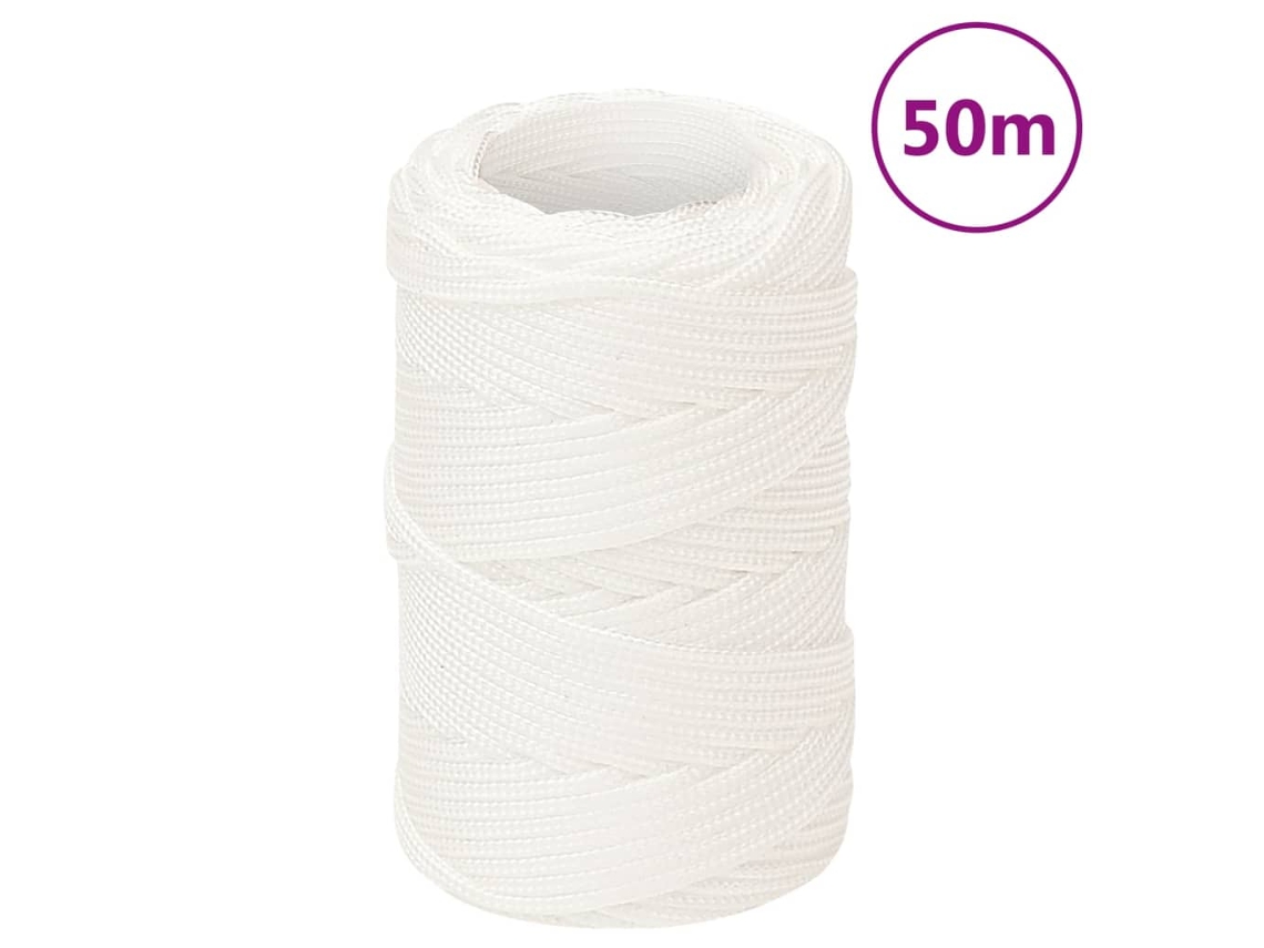 Vidaxl Corda De Barco 2 Mm 50 M Polipropileno Branco Completo