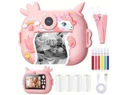 Câmera Digital Infantil, Câmera De Impressão, Tela Hd De 2,4 Polegadas, Câmera Dupla, Rosa Brilvibera