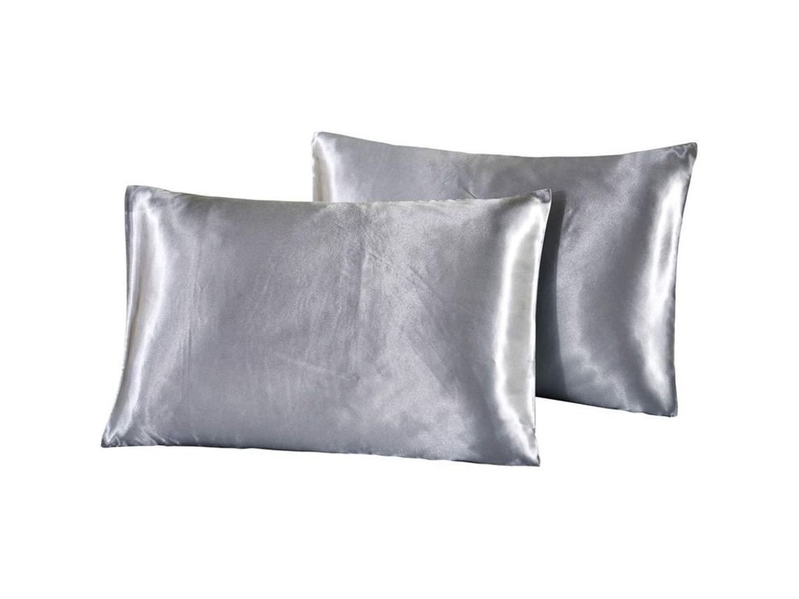 Protetores de Travesseiro Nova LINE, Pack de 2, 50x75cm, Fibra Suave, para Cabelo e Pele, Cinza Prata