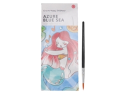 Livro De Aquarela De Bolso Para Viagem Infantil Com 20 Padrões E Pincel Azul Mar