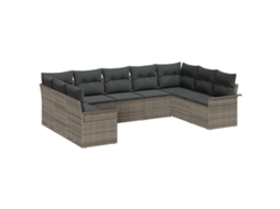 Conjunto 9 Conjunto De Sofá De Jardim Vidaxl Cinzento Vime Pe (289 X 187,5 X 85 Cm)