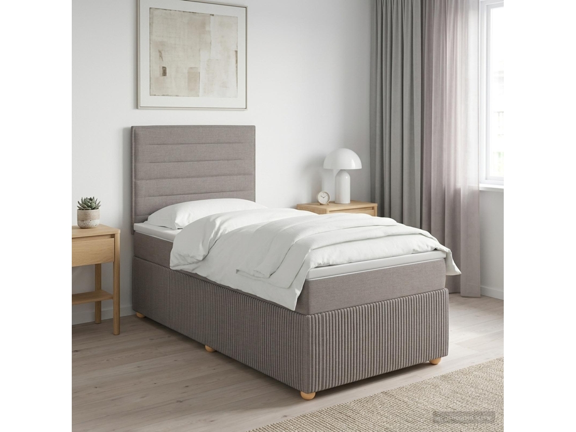 Vidaxl Cama Box Spring Com Colchão Cinzento-acastanhado 90 X 200 Cm