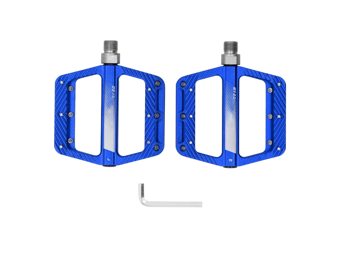 Vlrla-pedales De Bicicleta De Aleación De Aluminio Ligeros Antideslizantes Amplios Universales Azules 1 Par