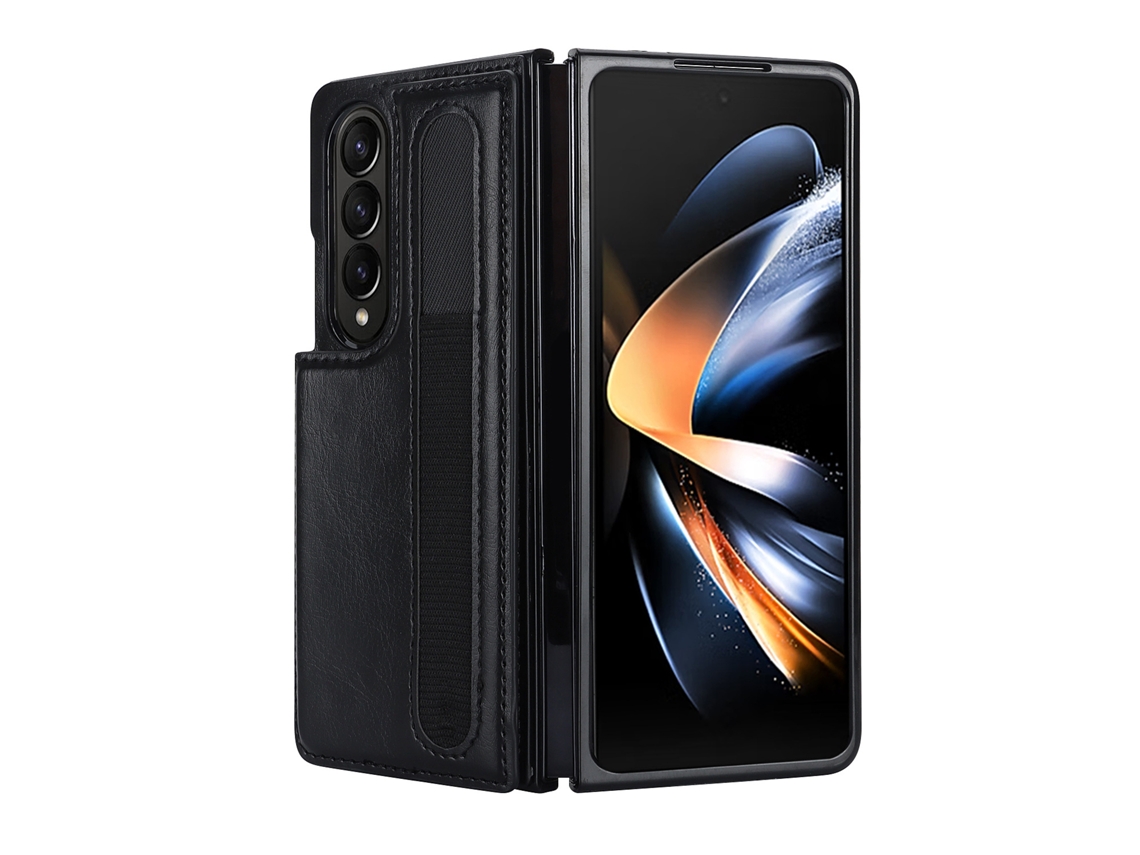 Capa Para Samsung Galaxy Z Fold6, Em Couro Pu, Com Porta-cartões. Preto Czhhmart