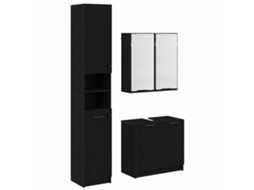 Conjunto de Armário de Banheiro 3 Peças Carvalho Preto MAISON EXCLUSIVE