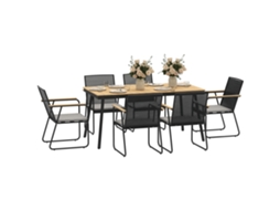 Conjunto Jantar Metal 7p 6p, Mesa+6 Cadeiras, Madeira/preto. Ge