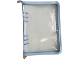 Pasta A6, transparente e resistente, com 6 argolas, capa dobrável com zíper para escola, reuniões e viagens.