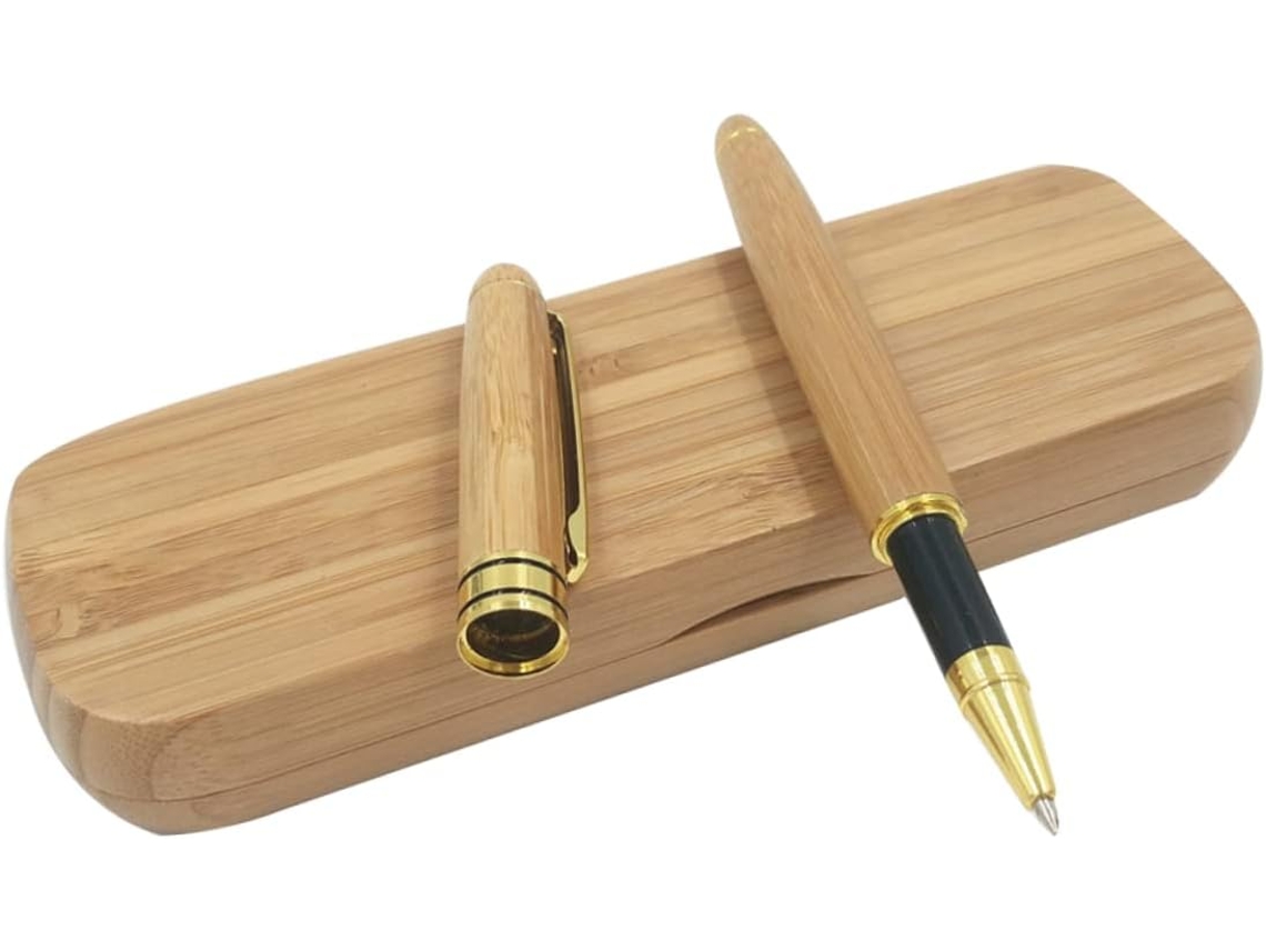 Caneta Em Gel De Bambu Homoyoyo Com Estojo Presente, Rollerball Para