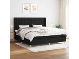 Cama Com Molas/colchão 200x200 Cm Tecido Preto
