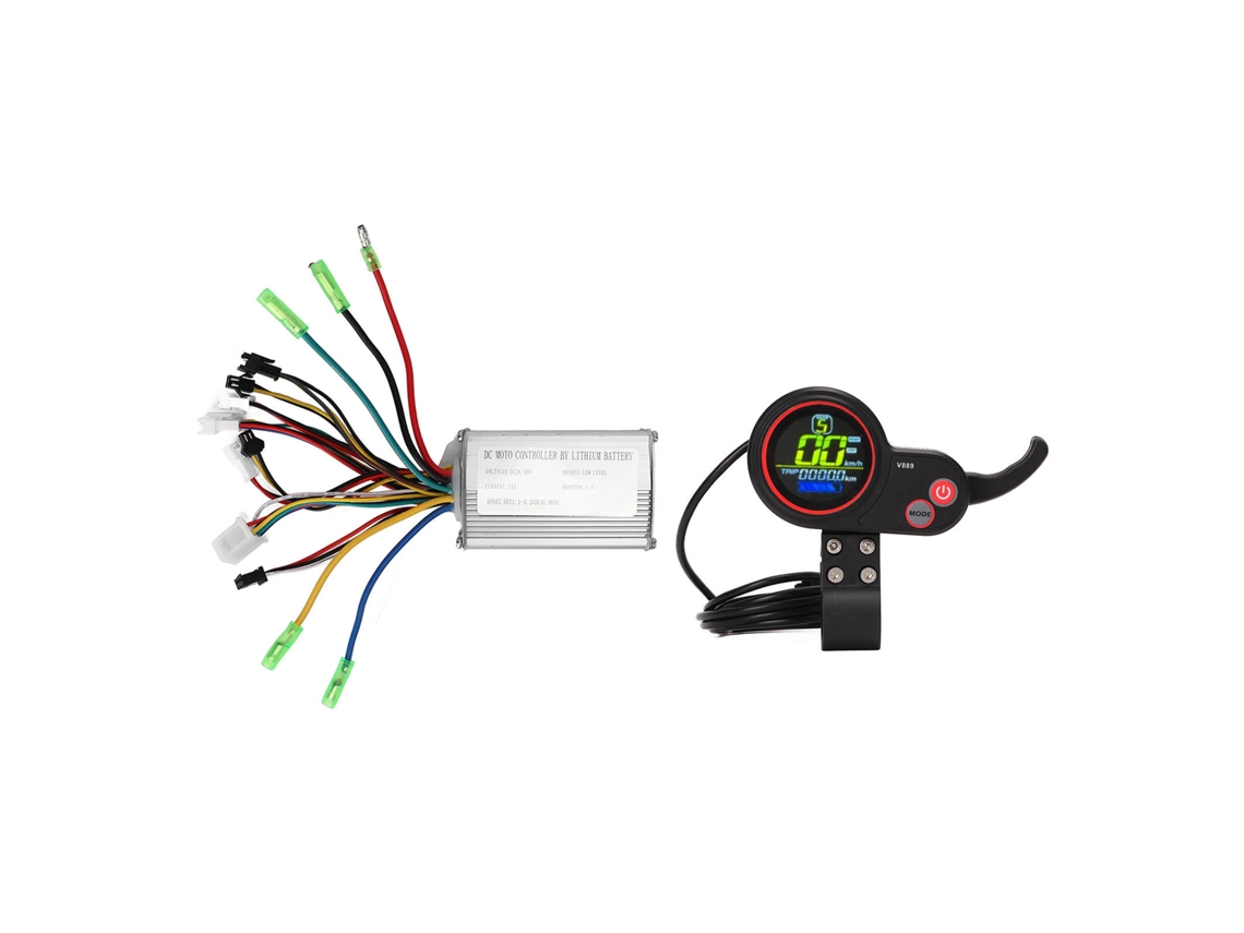 Kit controlador sem escobillas 36v 48v 15a com LCD para bicicletas e patinetes elétricos, guidão 22.2mm