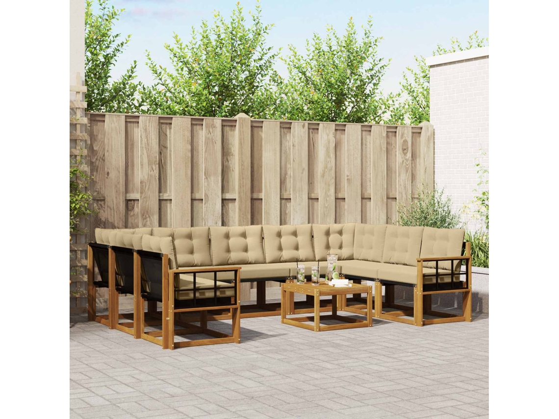 Vidaxl Conjunto De Sofás Para Exterior 10 Unid. Natural E Bege