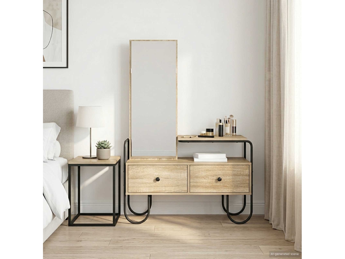 Vidaxl Mesa De Vestir Com Gaveta Carvalho Sonoma 100 X 36,5 X 136 Cm