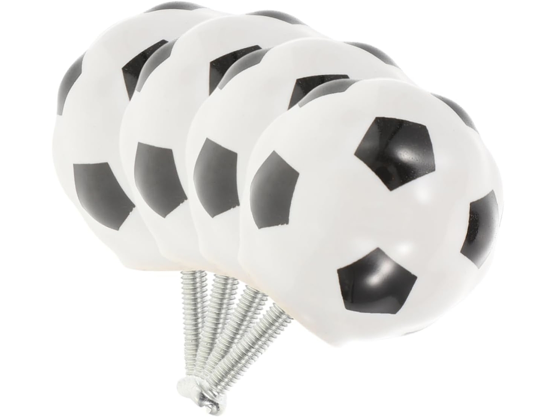 Gadpiparty Conjunto De 4 Puxadores Em Formato Bola Futebol Para Armários Cozinha, Guarda Roupas E Sapateiras Fácil De