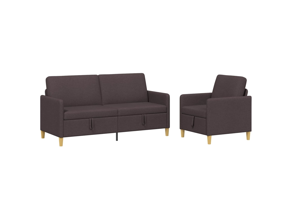 Conjunto de Sofá com Armazenamento 2 Pcs Marrom Escuro SYFAX