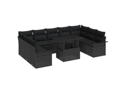 Conjunto 10 De Sofás De Jardim Com Vidaxl E Almofadas Por  Preto Vime Pe
