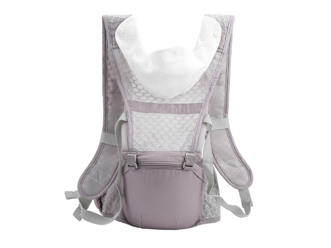 Primerox porta bebê Ergonômico com Banquinho de Cintura Respirável e Almofada Epp Cinza