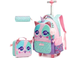 Mochila com Rodas em Forma de Unicórnio, Conjunto de Malas para Estudantes, Estilo Feminino, Ideal para Crianças, Educativo, Durável STELASPLEN