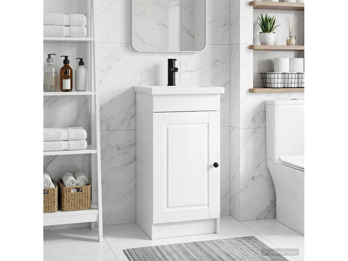Vidaxl Gabinete De Banheiro Com Pia Branco Brilhante 42 X 40 X 84,5 Cm