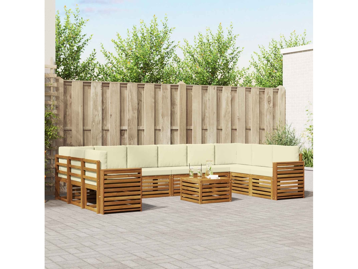 Vidaxl Conjunto De Sofás Para Exterior 11 Unid. Natural E Creme