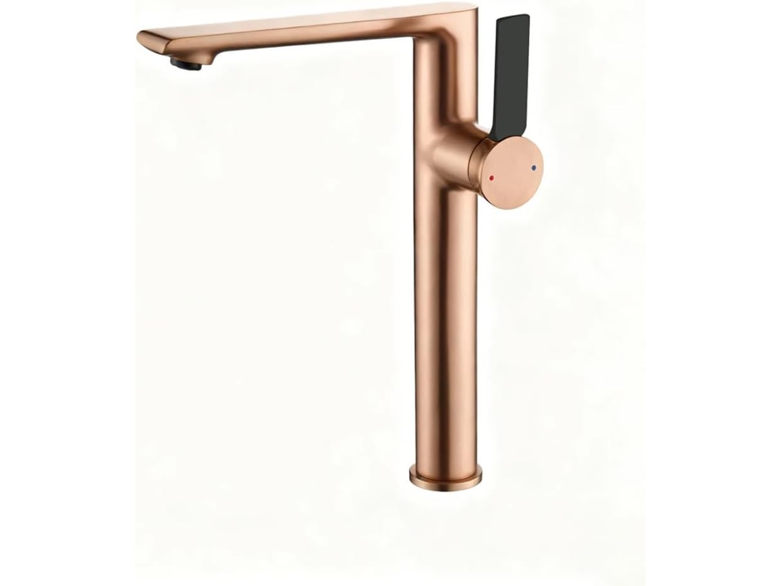 Torneira De Lavatório De Luxo Em Latão Dourado Rosê, Para Instalação Em Bancada, Com Misturador.