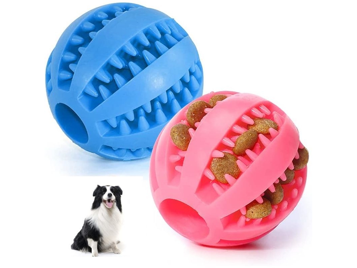 2026 pelota Masticable para Perros Linjou 2 Piezas Goma Natural no Tóxica Resistente Limpieza Dientes Juguete Interactivo