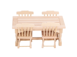 Mali conjunto Mesa e Cadeiras Mini Móveis de Madeira 1:12 para Casinha de Bonecas 3+