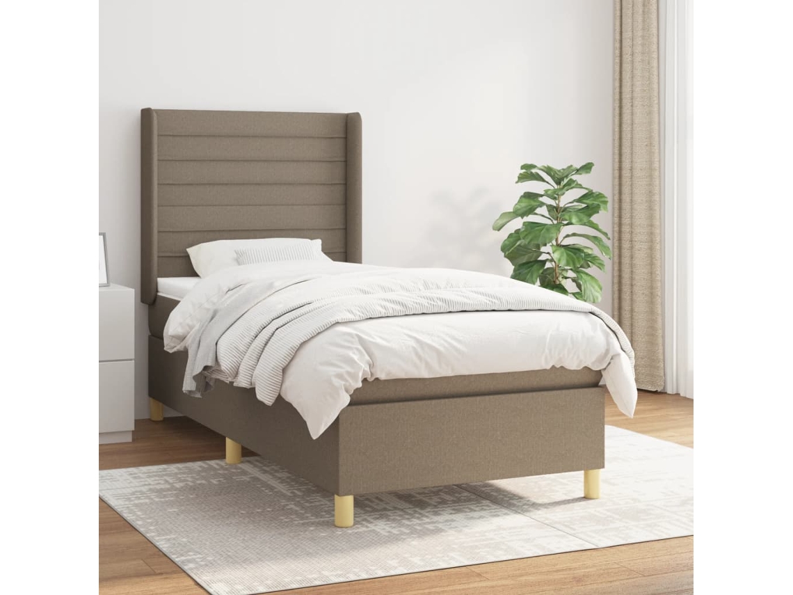 Vidaxl Cama com Molas/colchão 90x190 Cm Tecido Castanho acinzentado