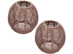 Conjunto De 2 Luminárias De Teto Rústicas E Leves Em Rattan.