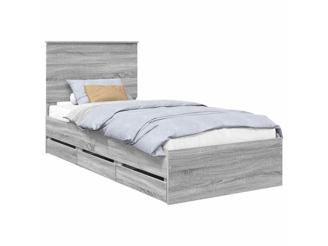 Estrutura da Cama com Gaveta Cinza Sonoma 90 X 190 Cm MAISON EXCLUSIVE