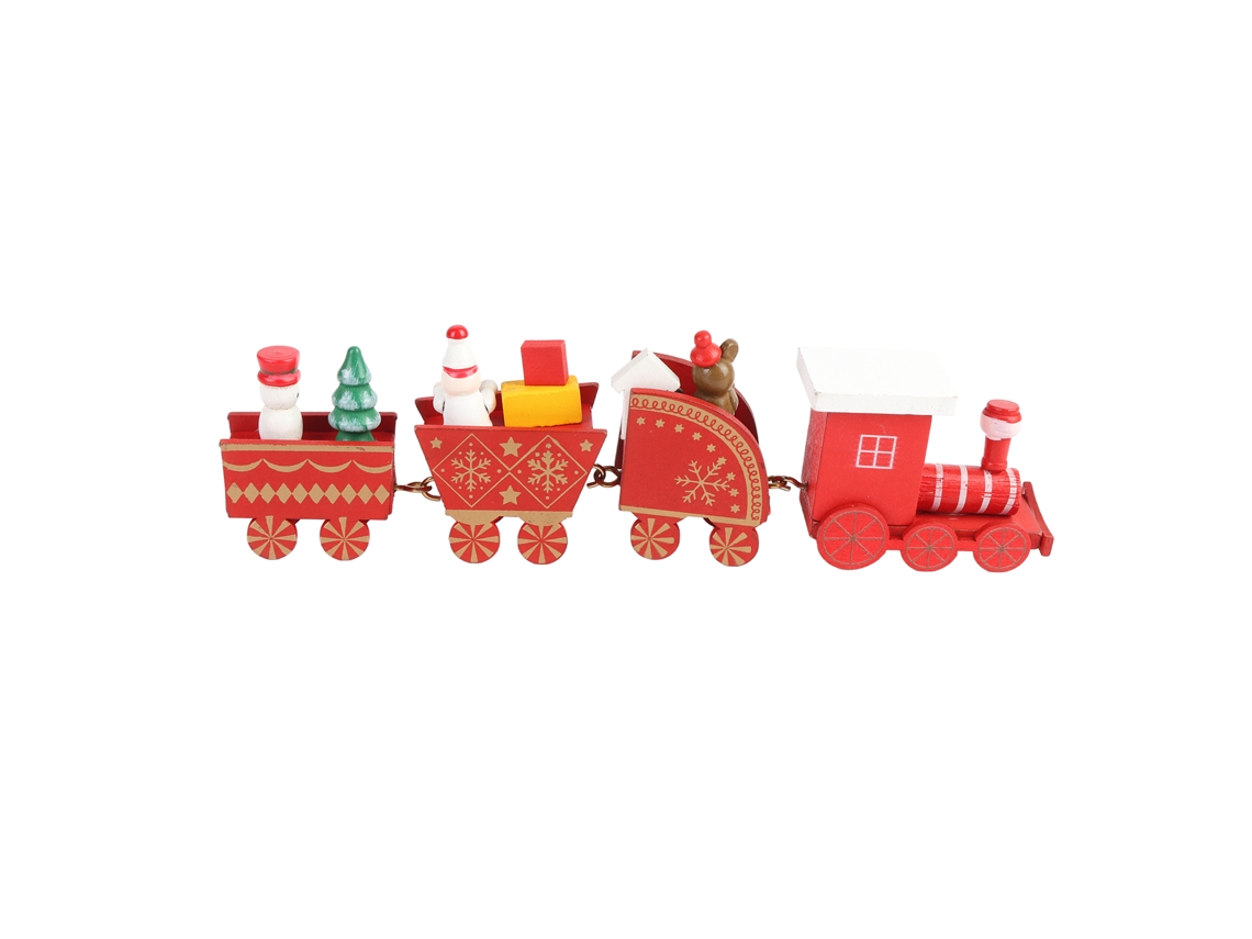 Trem de Natal de Madeira com 4 Seções S/MARCA