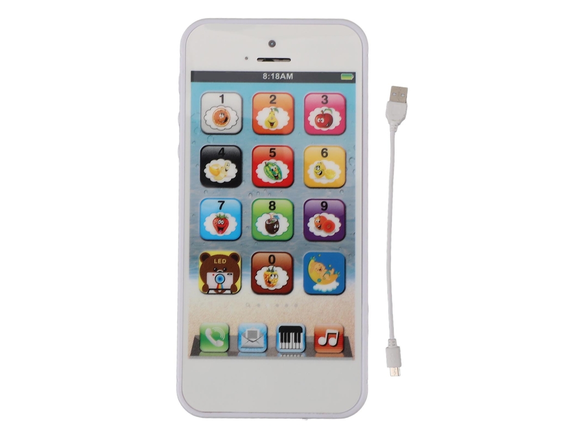 Primerox smartphone Brinquedo Infantil com Tela Touch, Luzes Led, Música e 8 Modos de Aprendizagem Branco