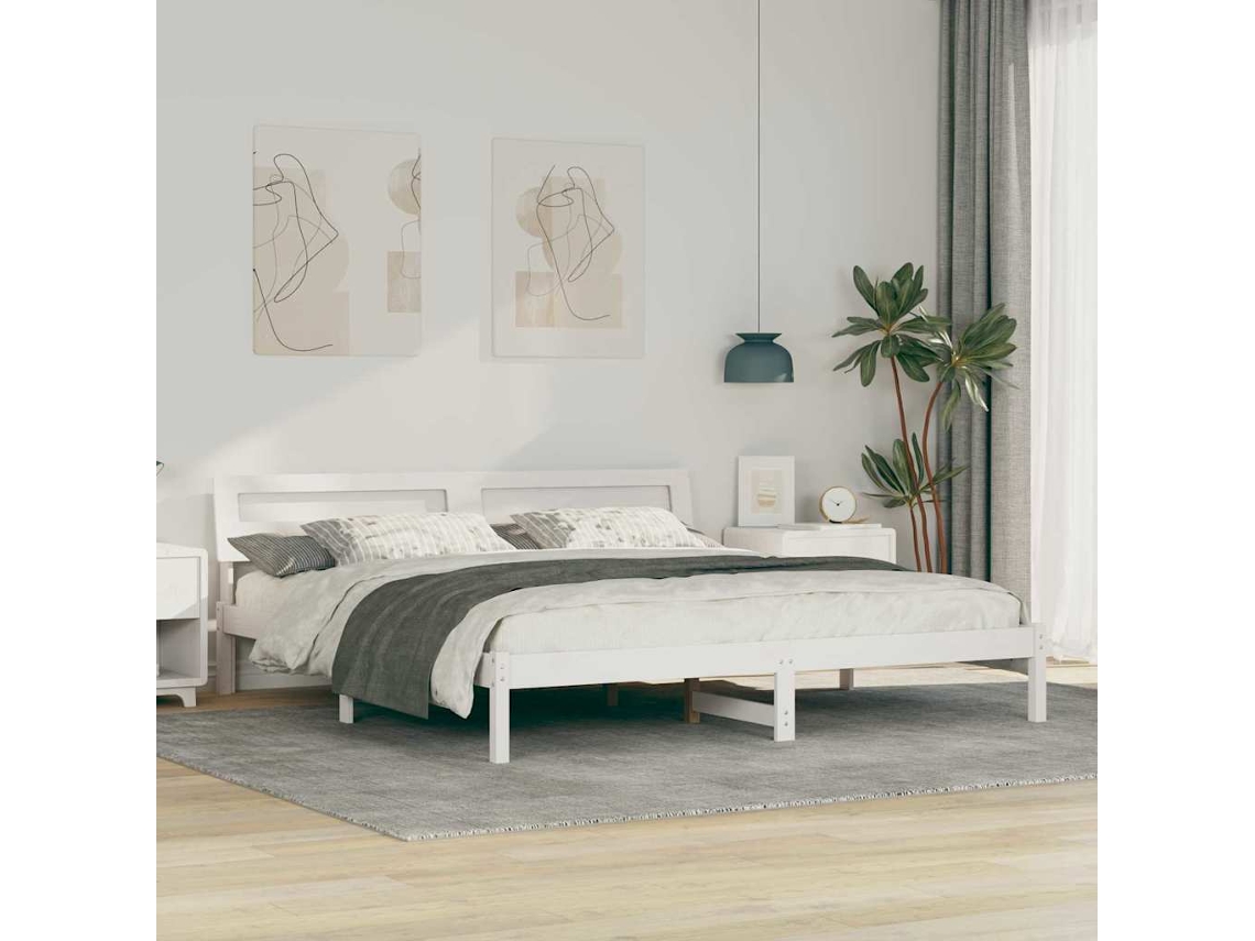 Vidaxl Estrutura Da Cama Com Cabeceira Branco 200 X 200 Cm
