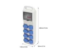 Caixa de tomada industrial de 8 vias, IP65, portátil, com disjuntor de fuga, 200-250 V CA