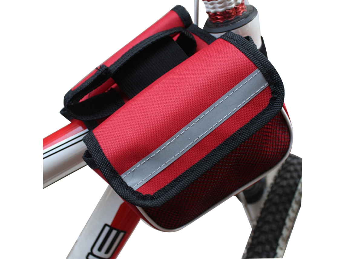 Bolsa De Armazenamento Para Quadro Superior De Bicicleta Com Dois Bolsos Tubo Frontal Vermelha