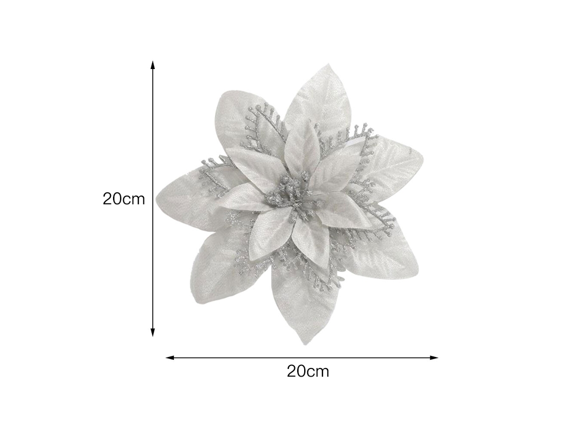 12 Pacotes Flores Decorativas Árvore Natal 20cm