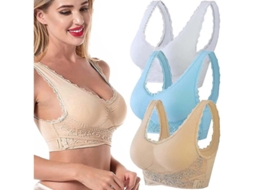 2026 sujetador de Turmalina Moldador e Levantamento Potente Sem Fio com Fivela Lateral Cruzada Frontal e Encaje