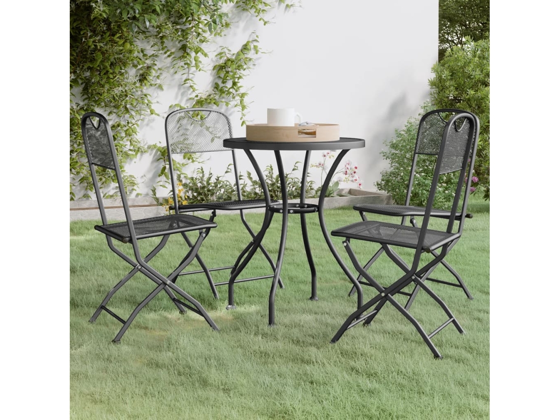 Pcs Conj. De Jantar P/ Jardim Malha Metal Expandido Antracite Dkd Home Decor